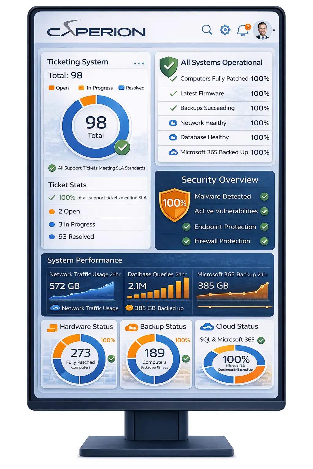 statistics screen of caperion